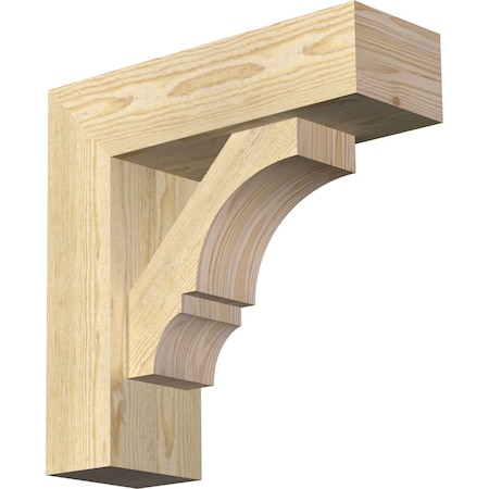 Ekena Millwork Balboa Block Rough Sawn Bracket w/ Offset Brace, Douglas Fir, 6"W x 18"D x 18"H BKT0604X18X18BOA05RDF
